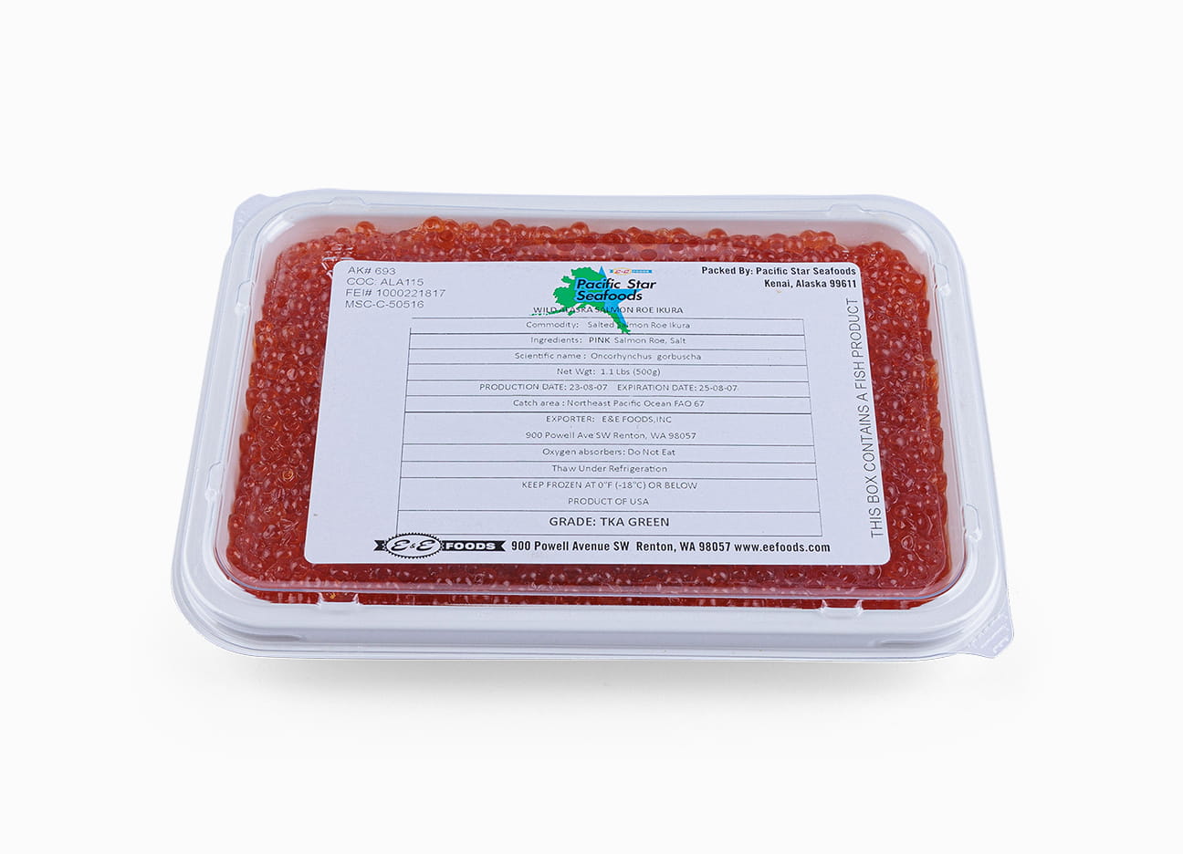 Wild Alaskan Pink Salmon Red Caviar Pacific Star (Grade 1, 2025 SEASON) 17.6 oz