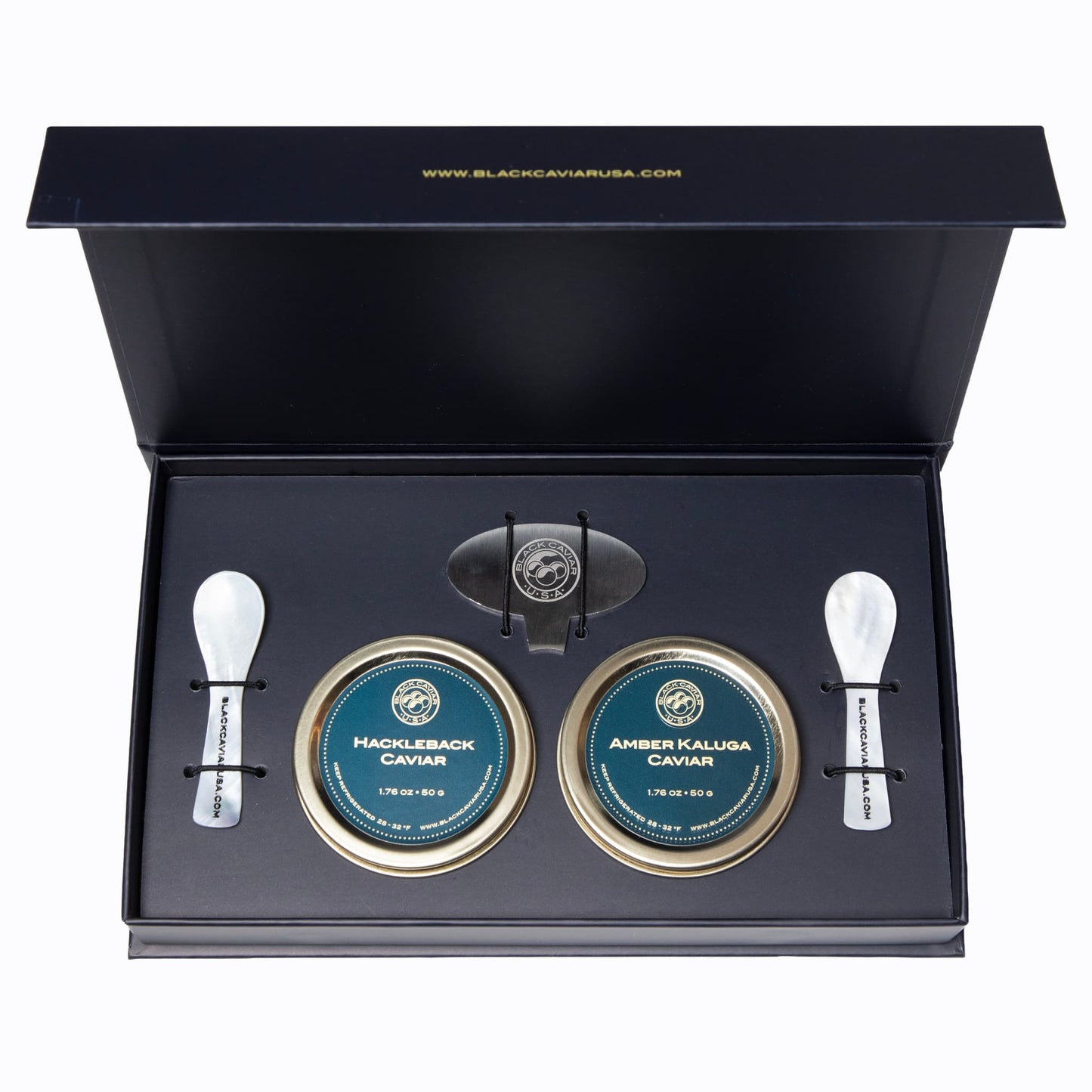 Amber Kaluga & Hackleback Caviar Gift Set