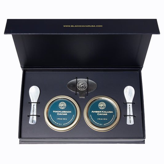 Amber Kaluga & Hackleback Caviar Gift Set