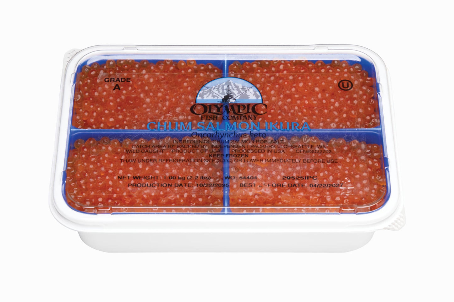 Wild Alaskan Chum Salmon Caviar Olympic (Grade 1, 2025 SEASON) 35.2 oz