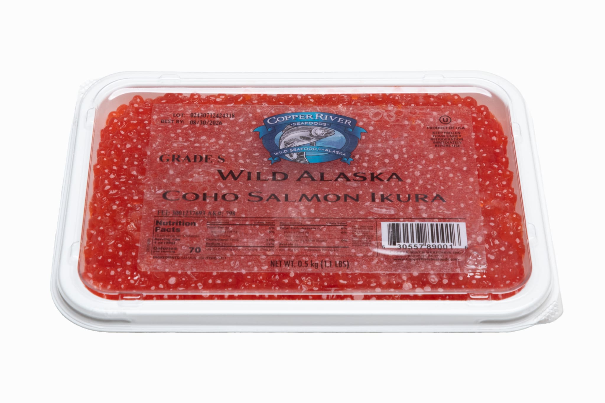 Wild Alaskan Coho Salmon Caviar Copper River (Grade 1) 17.6 oz / 500g ...