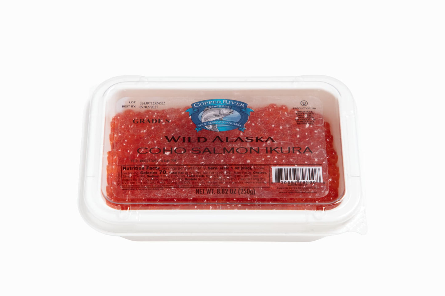 Wild Alaskan Coho Salmon Caviar Copper River (Grade 1, 2025 SEASON) 8.82 oz