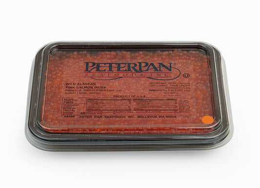 Wild Alaskan Pink Salmon Caviar Peter Pan (Grade 2) 17.6 oz in a package.
